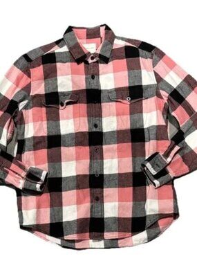 American Eagle Classic Fit Pink Plaid Flannel Button Front Shirt